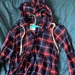 Purple and Navy hooded flannel